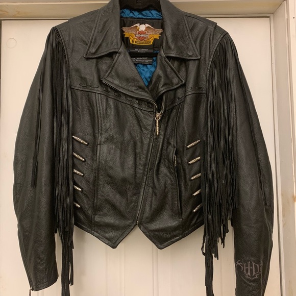 Harley Davidson Fringe Leather Motorcycle Jacket - Picture 1 of 4